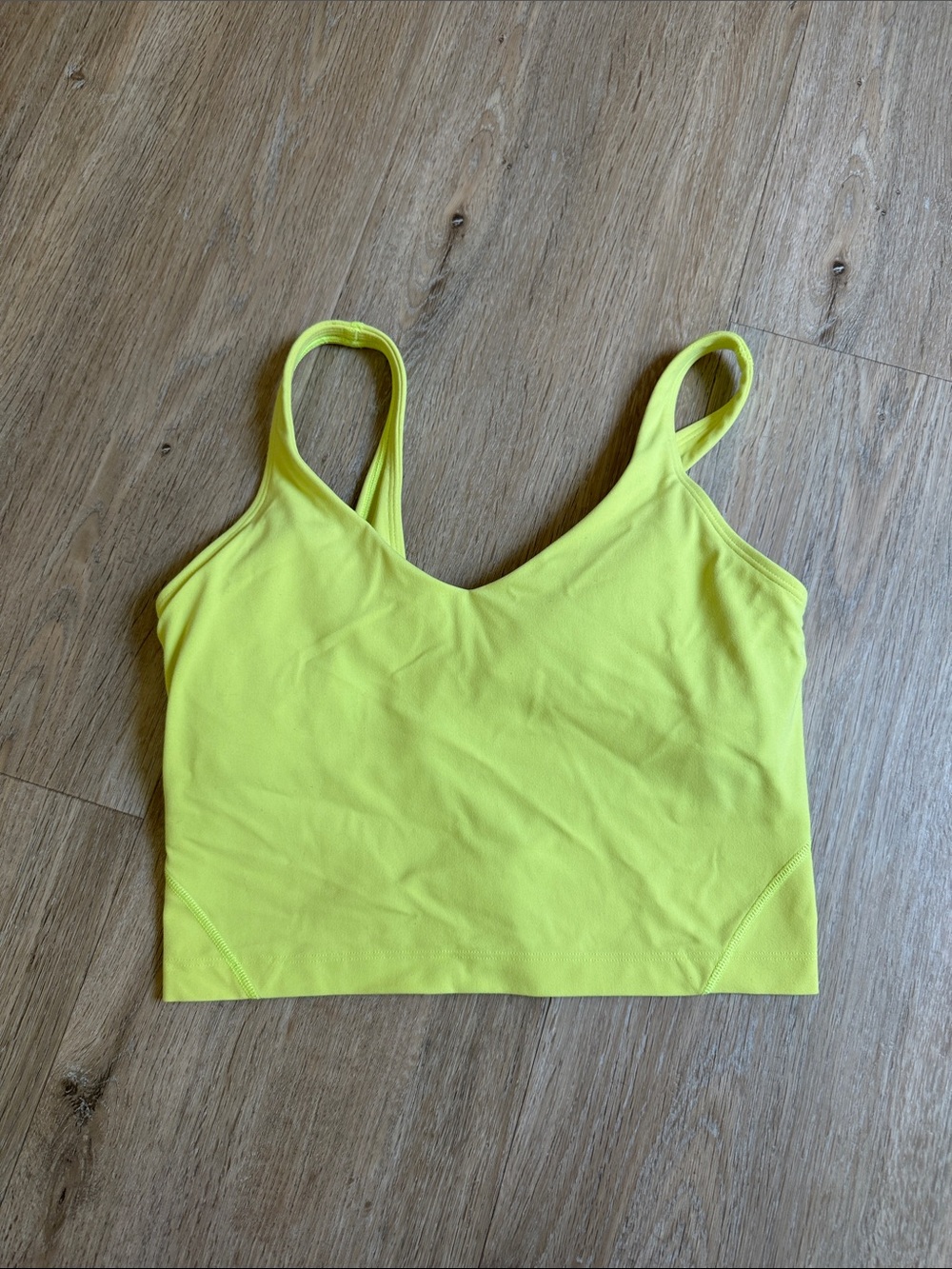 Lululemon Neon Yellow Cropped Tank Sports Bra Top Small